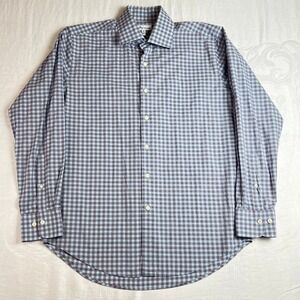 Peter Millar Gingham‎ Performance Button Down Shirt Mens Medium Blue